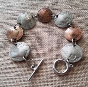 Buffalo Nickel and Indian Head Penny Bracelet